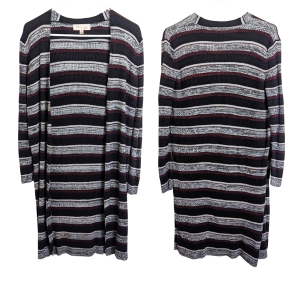 Longline Maxi Knit Striped Cardigan Women's Size Small - Picture 1 of 8